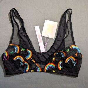 NWT Savage X Fenty Pride Rainbow Sheer Bralette & Panty Set, Small